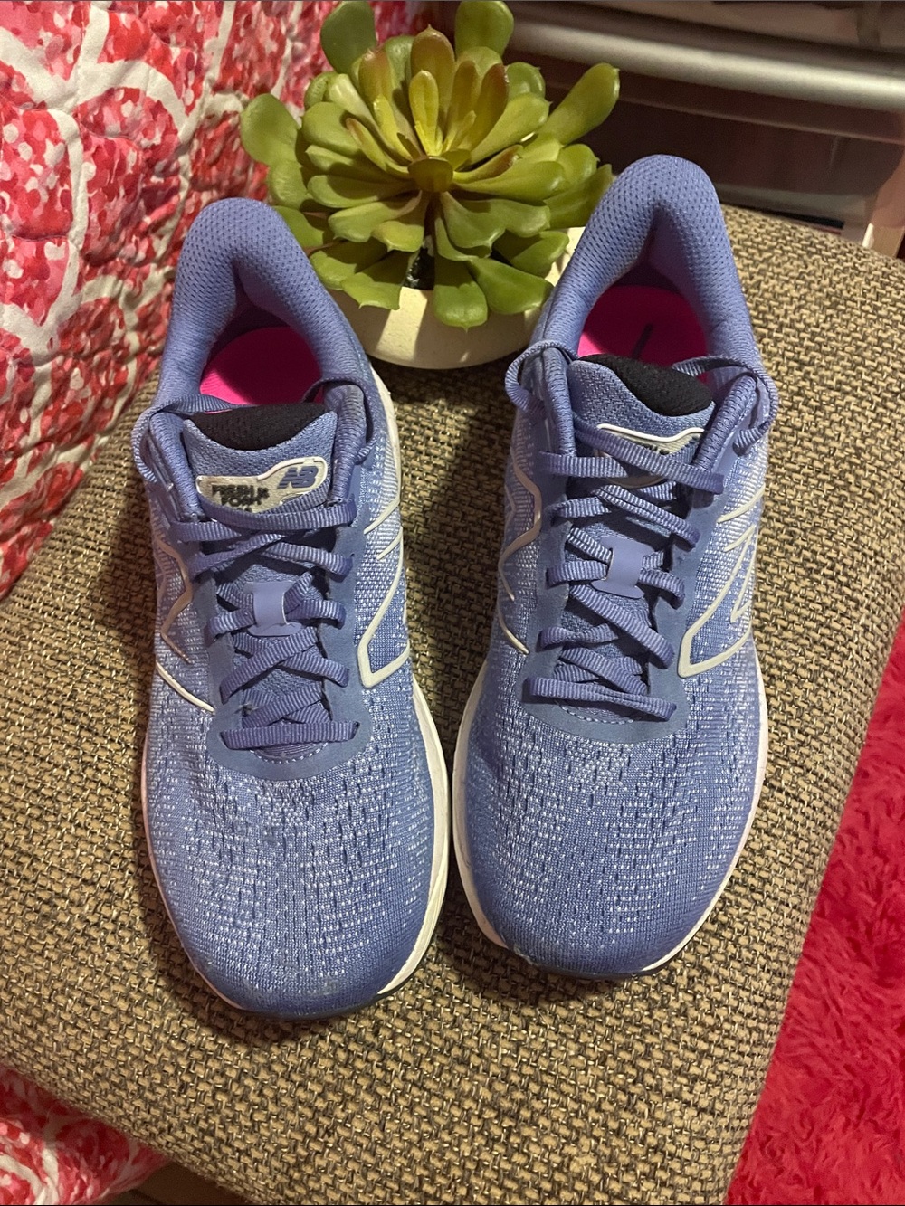 New Balance Women's Blue/White Knit Athletic Shoes